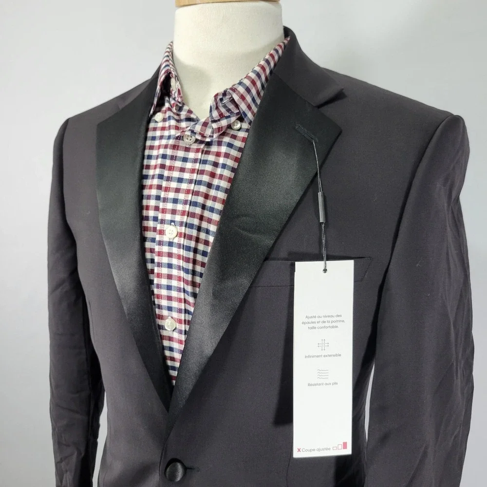 Calvin Klein Men's Tuxedo Jacket MAIN Two Button Black Wool Blend‎ 38R NEW
